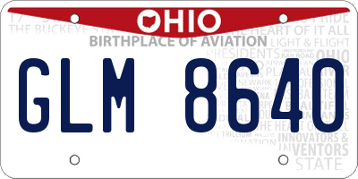 OH license plate GLM8640