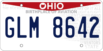 OH license plate GLM8642