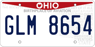 OH license plate GLM8654