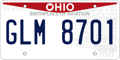 OH license plate GLM8701