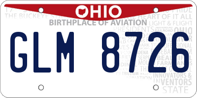 OH license plate GLM8726