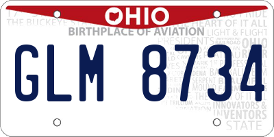 OH license plate GLM8734