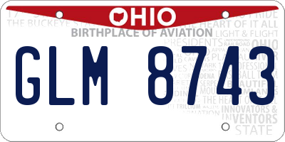 OH license plate GLM8743