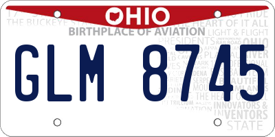 OH license plate GLM8745