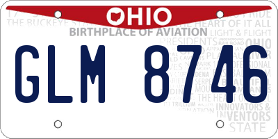 OH license plate GLM8746