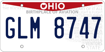 OH license plate GLM8747