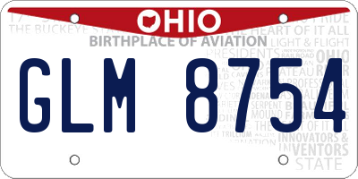 OH license plate GLM8754