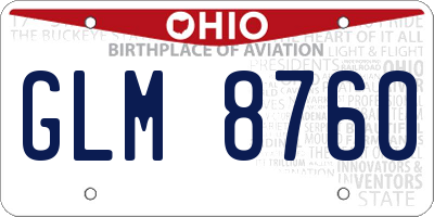 OH license plate GLM8760