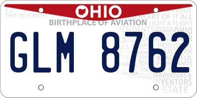 OH license plate GLM8762