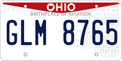 OH license plate GLM8765