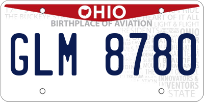 OH license plate GLM8780