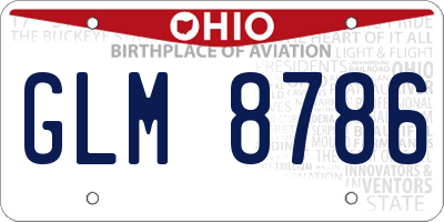 OH license plate GLM8786