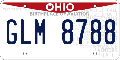 OH license plate GLM8788