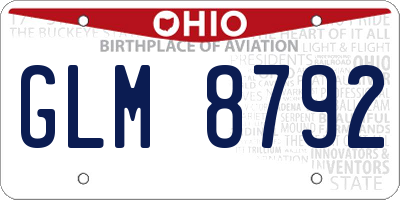 OH license plate GLM8792