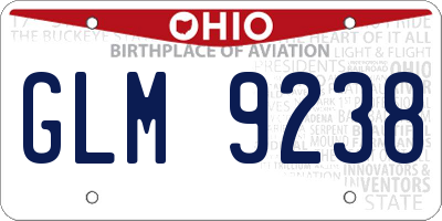 OH license plate GLM9238
