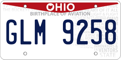 OH license plate GLM9258