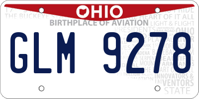 OH license plate GLM9278