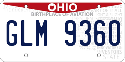 OH license plate GLM9360