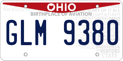 OH license plate GLM9380