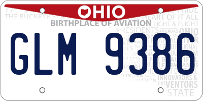 OH license plate GLM9386