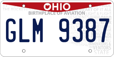 OH license plate GLM9387