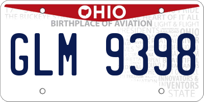OH license plate GLM9398
