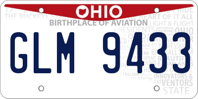 OH license plate GLM9433