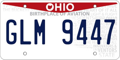 OH license plate GLM9447