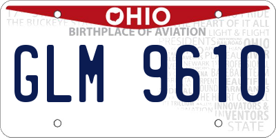 OH license plate GLM9610