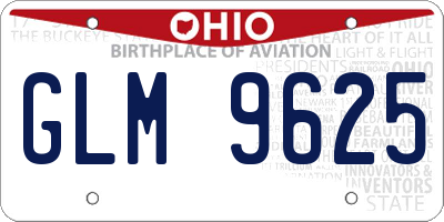 OH license plate GLM9625