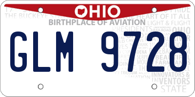 OH license plate GLM9728