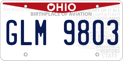 OH license plate GLM9803