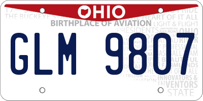 OH license plate GLM9807