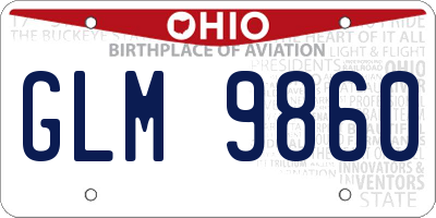 OH license plate GLM9860