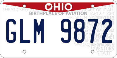 OH license plate GLM9872