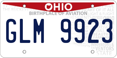 OH license plate GLM9923