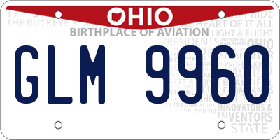 OH license plate GLM9960