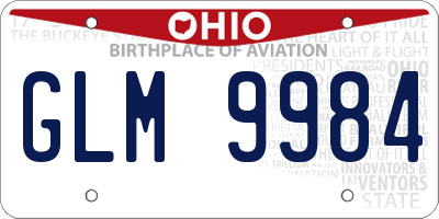 OH license plate GLM9984