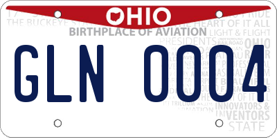 OH license plate GLN0004