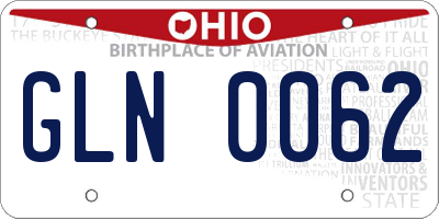 OH license plate GLN0062