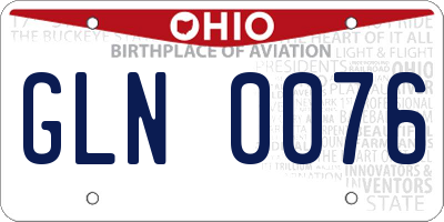 OH license plate GLN0076