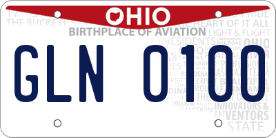 OH license plate GLN0100