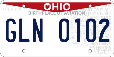 OH license plate GLN0102