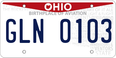 OH license plate GLN0103