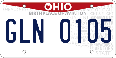 OH license plate GLN0105