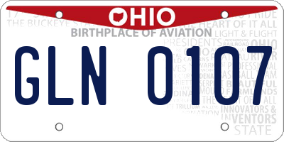 OH license plate GLN0107