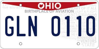 OH license plate GLN0110