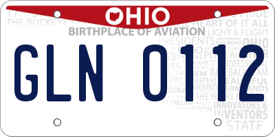 OH license plate GLN0112