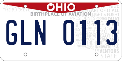 OH license plate GLN0113