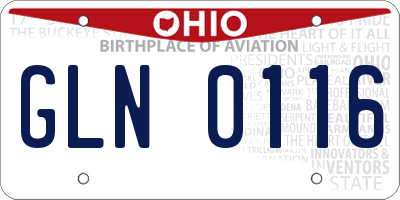 OH license plate GLN0116